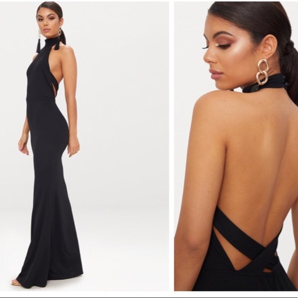 black high neck maxi dress